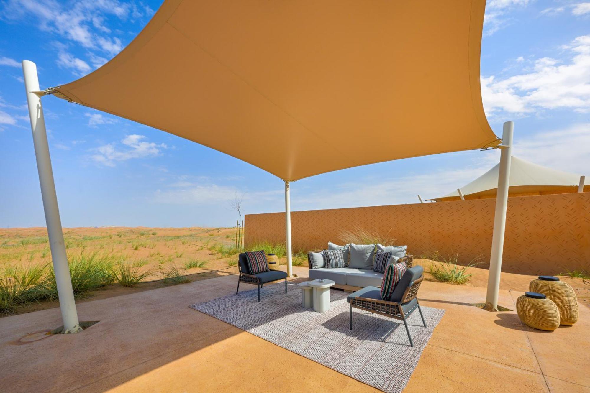Al Badayer Retreat By Sharjah Collection 호텔 Margham 외부 사진 A shade sail at the Al Maha Desert Resort, Dubai